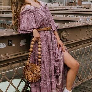 Spell & The Gypsy Collective (S) Dahlia Gown Purple Boho Chic Floral Maxi Dress